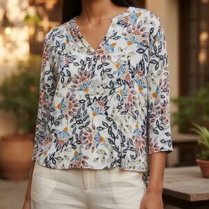 Daniel Rainn XL Floral Print Rayon Blouse